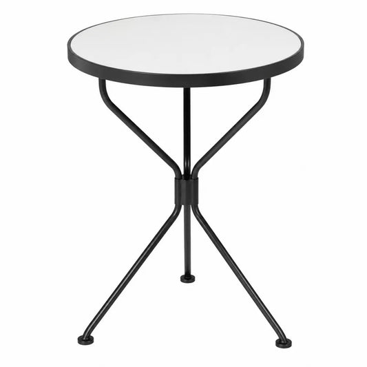 Table ronde en métal et verre trempé 60 cm