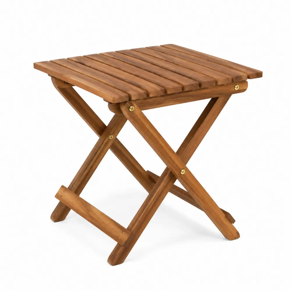 Table pliante en bois d'acacia brun 50x50x45 cm