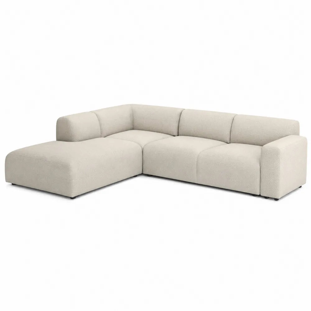 Canapé modulaire en L en tissu beige