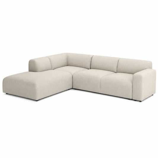 Canapé modulaire en L en tissu beige