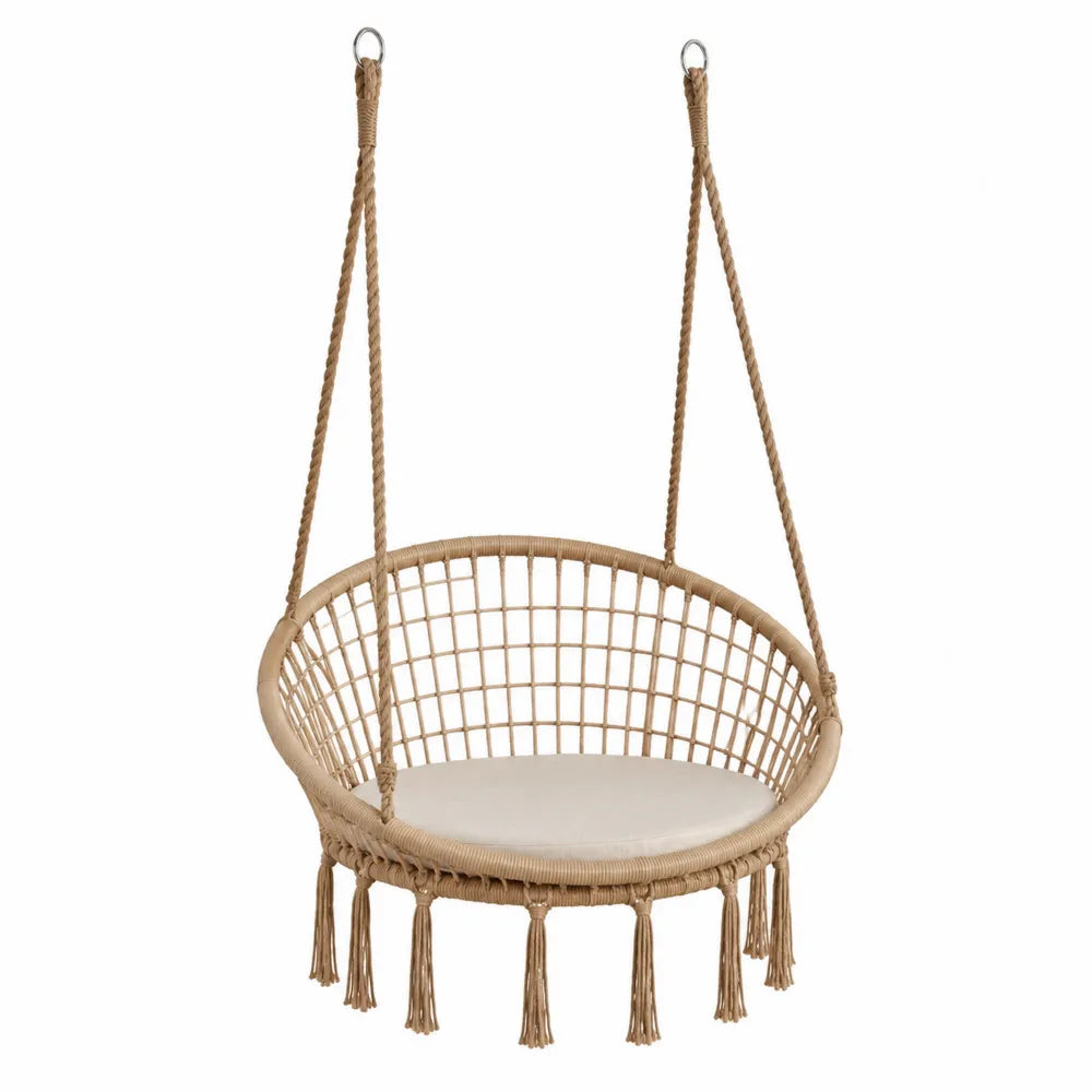 Chaise Hamac en Corde Tressée Polyester Beige Ø 80 cm